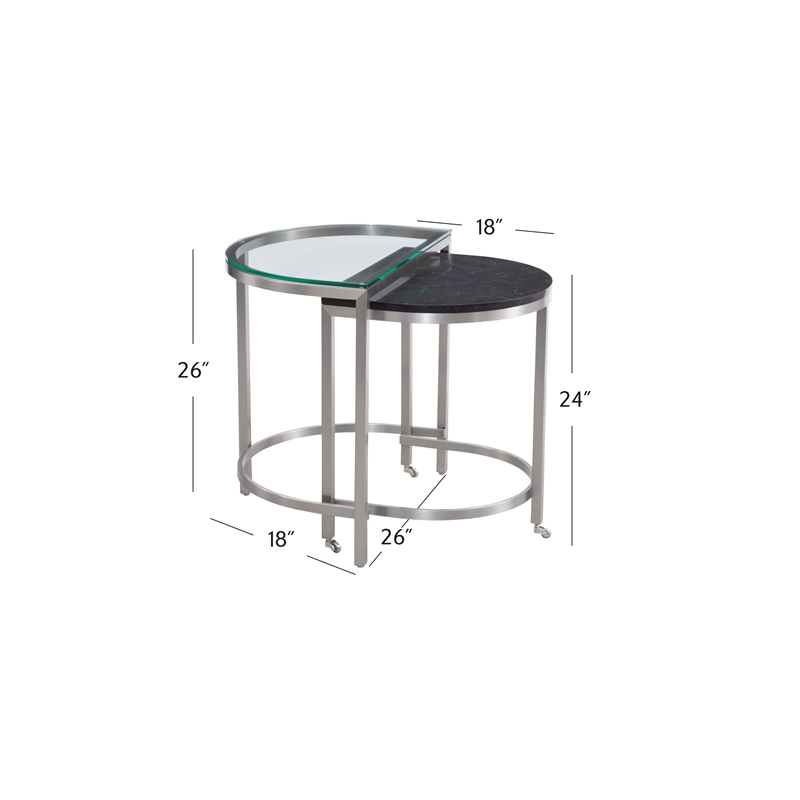 Hensley Bunching End Table in Metal and Black Marble