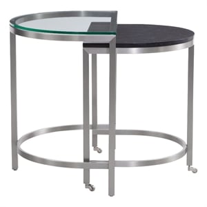 Hensley Bunching End Table in Metal and Black Marble