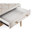 Perrine Soft White Wooden End Table with Gold and Acrylic Accents