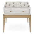 Perrine Soft White Wooden End Table with Gold and Acrylic Accents