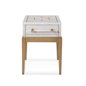 Perrine Wooden Soft White Accent Table with Gold and Acrylic Accents