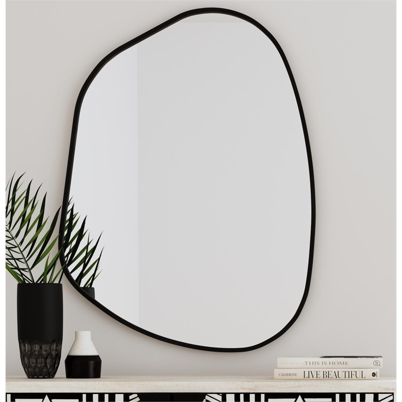 Karaniya Wall Mirror in Black Engineered Wood Frame