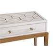Perrine Soft White Wooden Console Table with Gold and Acrylic Details