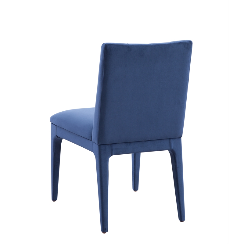 Brianne Navy Velvet Dining Chair with Wood Frame