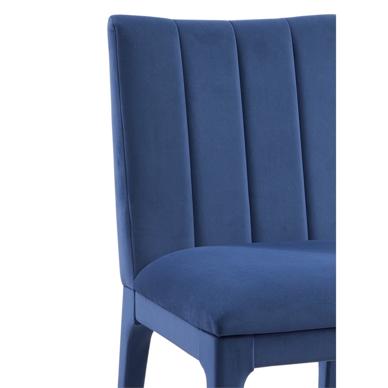 Brianne Navy Velvet Dining Chair with Wood Frame