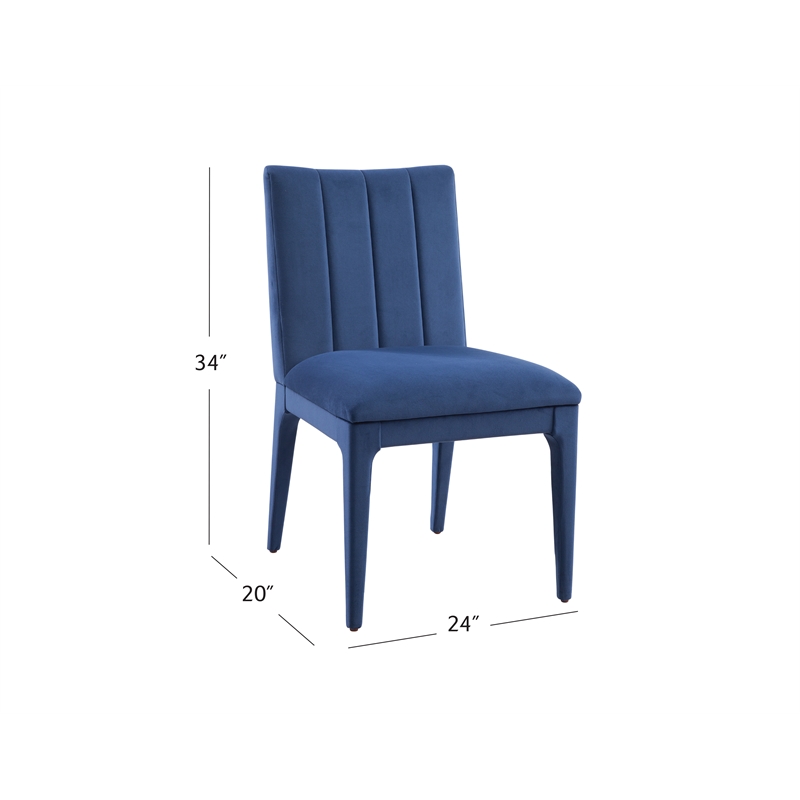 Brianne Navy Velvet Dining Chair with Wood Frame