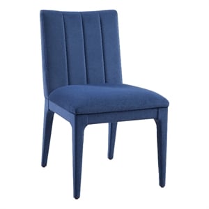 Brianne Navy Velvet Dining Chair with Wood Frame