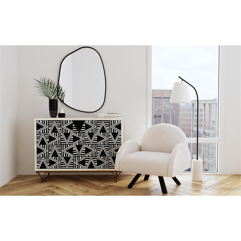 Martina Wooden Bar Cabinet with Black and White Bone