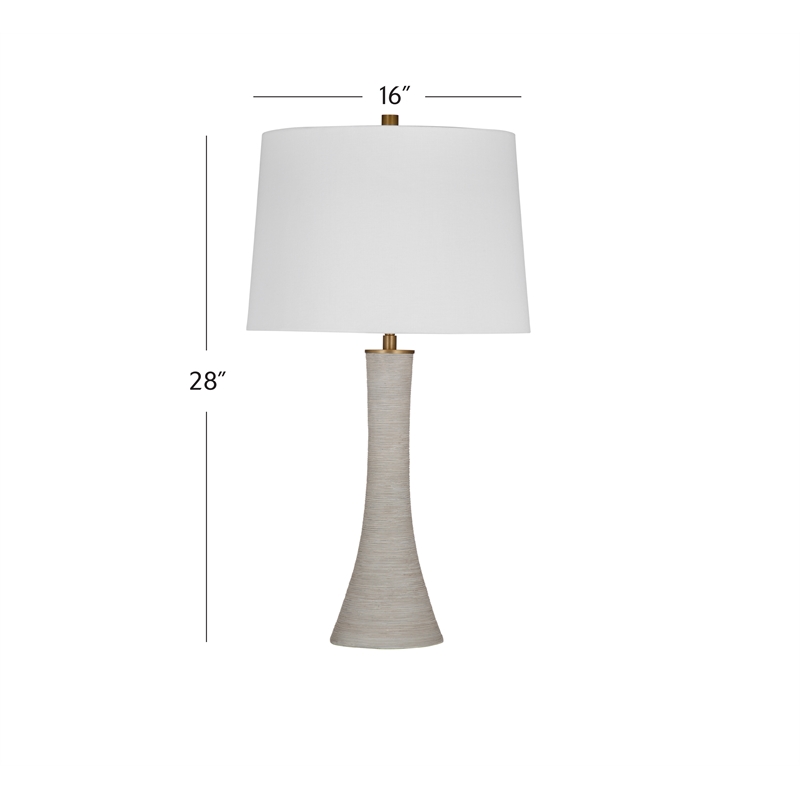 Ranier Fluted Table Lamp in Gray Resin with Brass Accents