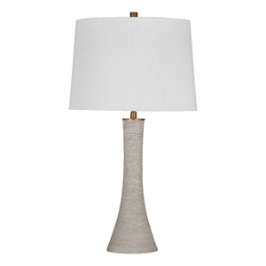ranier fluted table lamp in gray resin with brass accents