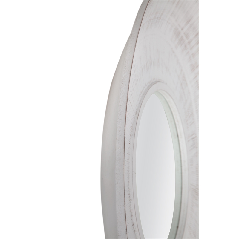 Ocean Isle Wall Mirror in Distressed White Engineered Wood Frame