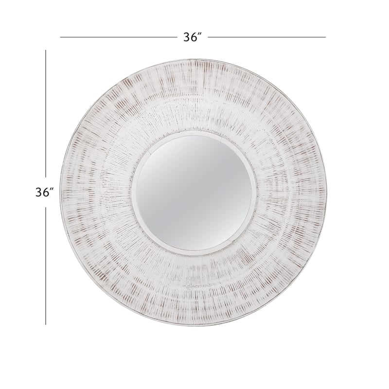 Ocean Isle Wall Mirror in Distressed White Engineered Wood Frame