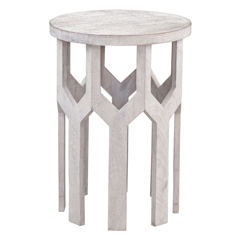 Lloyd White Accent Table in White Washed Mango Wood