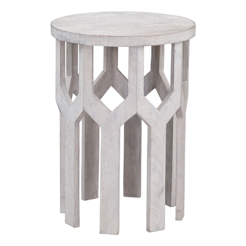 Lloyd White Accent Table in White Washed Mango Wood