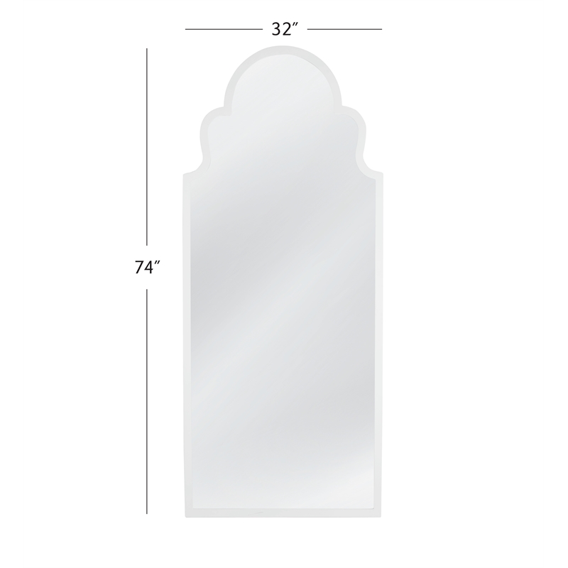Abbie Floor Mirror in White Lacquer Resin Frame