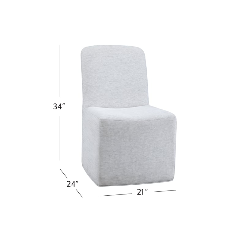 Meyer Dining Chair in Gray Oyster Fabric on Casters