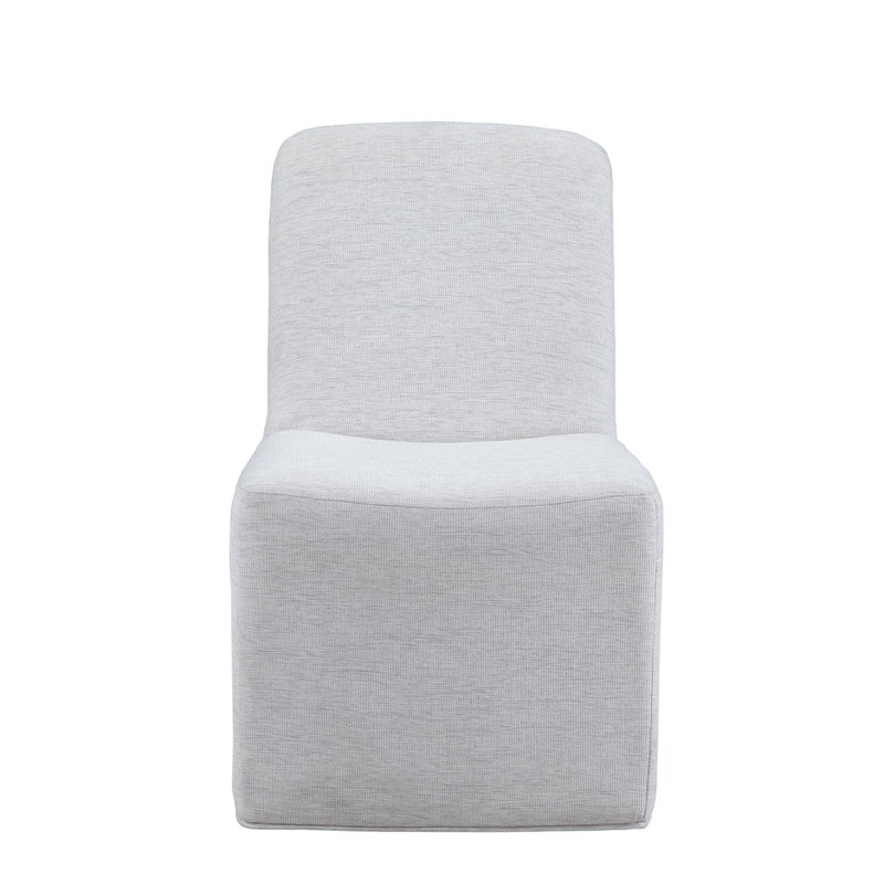 Meyer Dining Chair in Gray Oyster Fabric on Casters