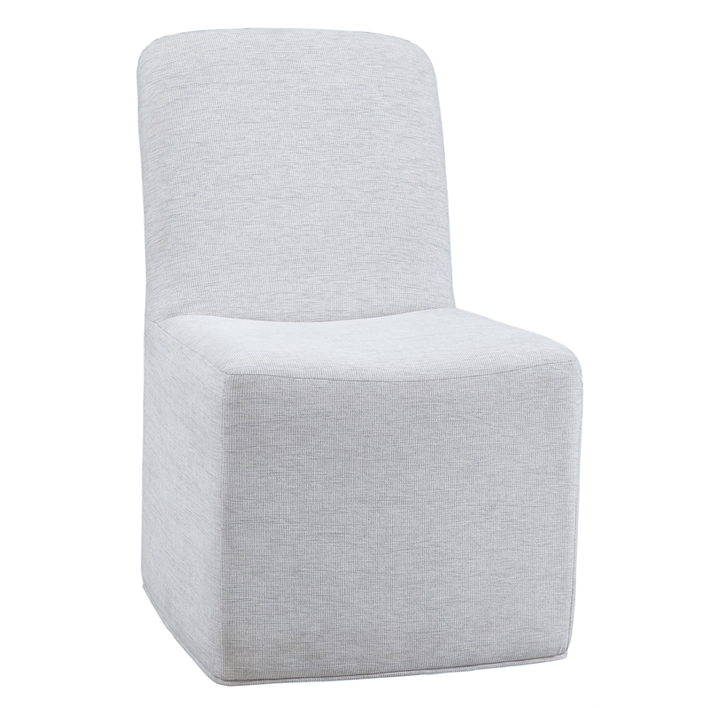 Meyer Dining Chair in Gray Oyster Fabric on Casters