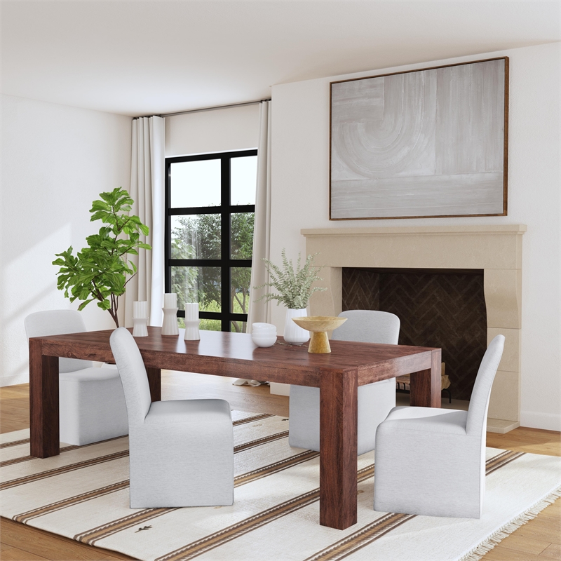 Meyer Dining Chair in Gray Oyster Fabric on Casters