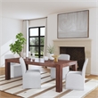 Meyer Dining Chair in Gray Oyster Fabric on Casters