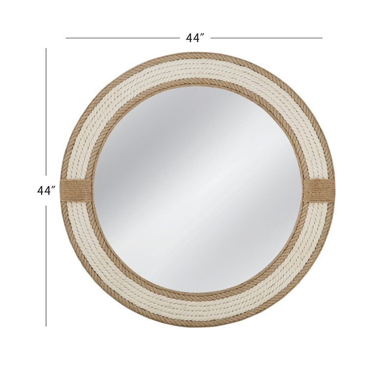 Apolline Engineered Wood Wall Mirror in Natural and White Rope Frame