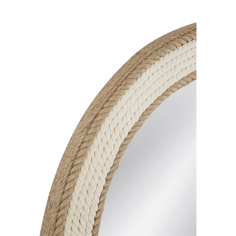 Apolline Engineered Wood Wall Mirror in Natural and White Rope Frame