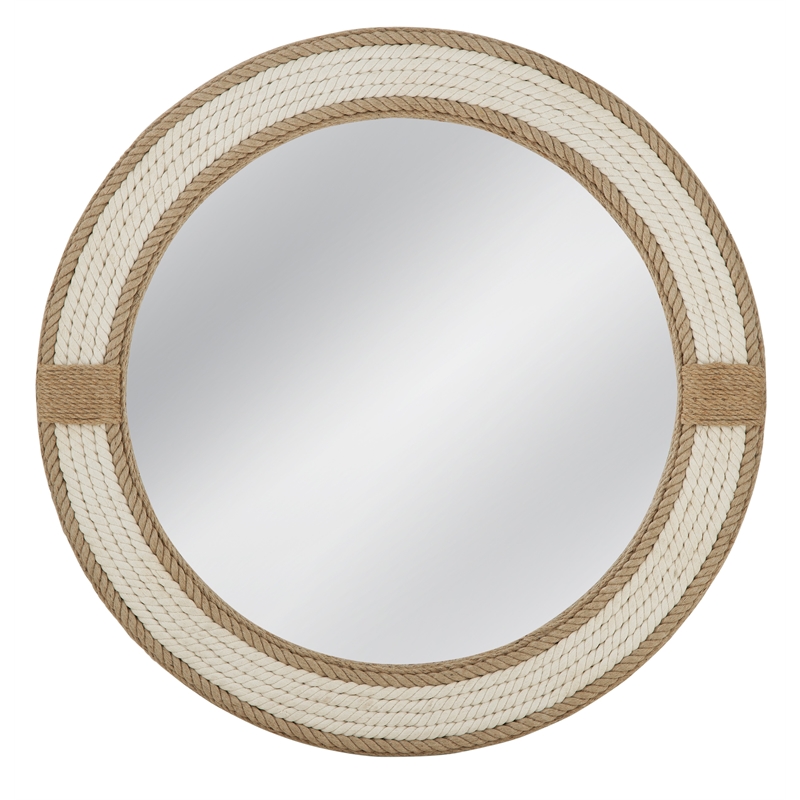 Apolline Engineered Wood Wall Mirror in Natural and White Rope Frame