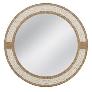 Apolline Engineered Wood Wall Mirror in Natural and White Rope Frame
