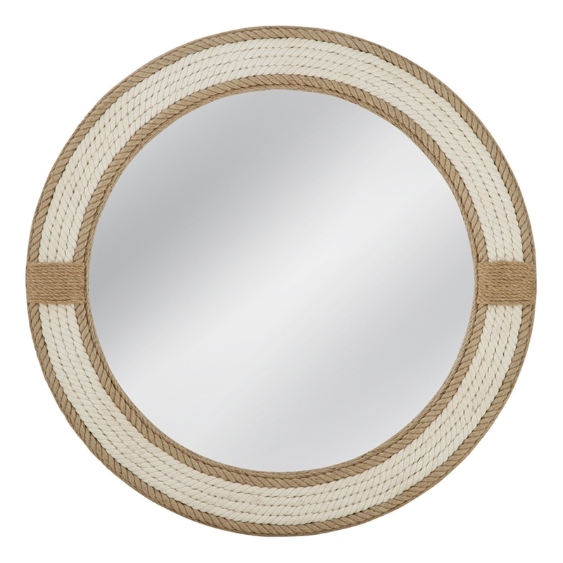 Apolline Engineered Wood Wall Mirror in Natural and White Rope Frame