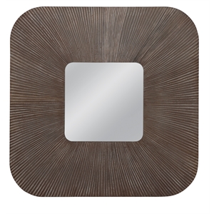 Zamba Wall Mirror in Walnut Brown Engineered Wood Frame