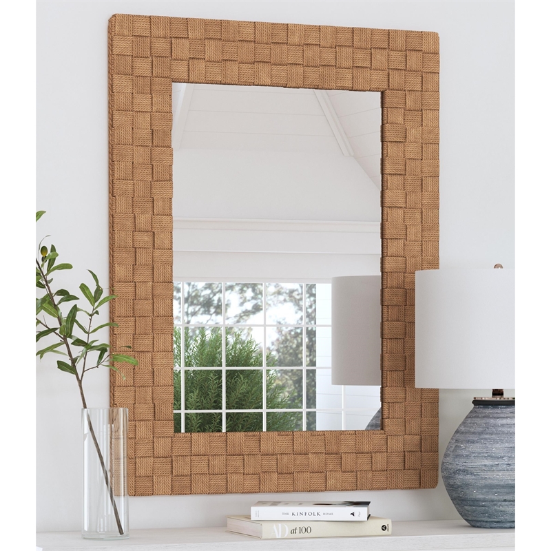 Darlington Wall Mirror in Natural Jute Rope Covered Engineered Wood Frame