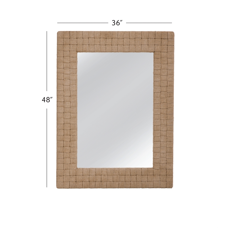 Darlington Wall Mirror in Natural Jute Rope Covered Engineered Wood Frame