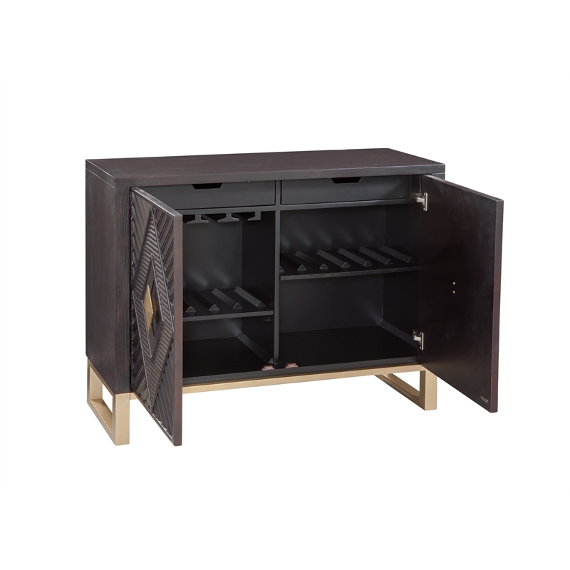 Allamar Bar Cabinet in Boho Brown and Gold Wood