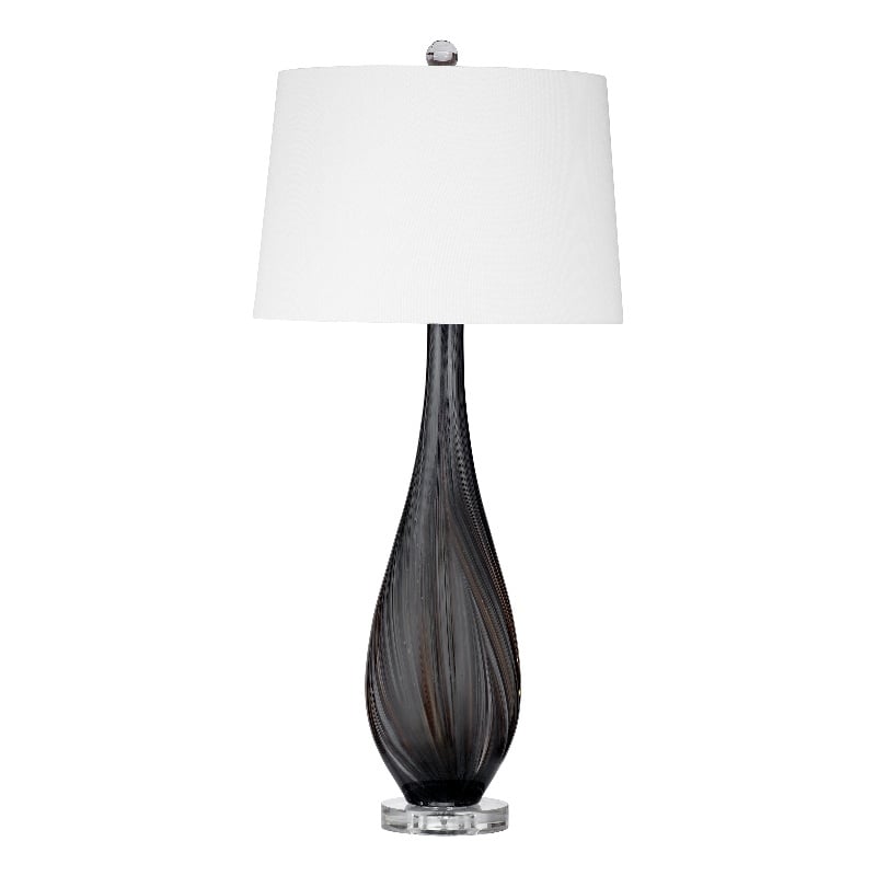 Black Glass Table Lamp in Black Glass