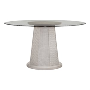 Korey 48&quot Round Dining Table in White Wood with Glass Top