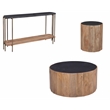 Adrienne Modern Cocktail Table in Black Marble and Natural Wood