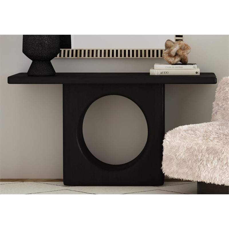 Compass Modern Console Table in Black Wood