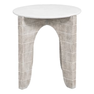 Bali Coastal Modern Round End Table in White Wood