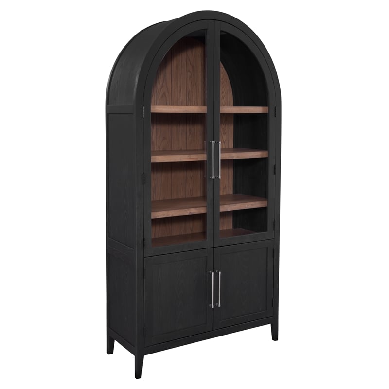 Fynn Wooden Display Cabinet in Traditional Black Oak Wood