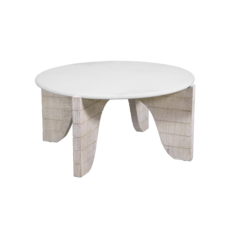 Bali Round Modern Cocktail Table in White Wood