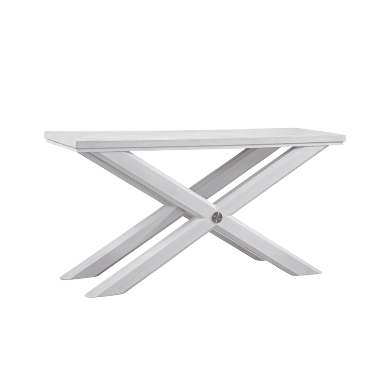 Bassett Mirror Nadine Console Table in Bright White Oak/Brushed Nickel