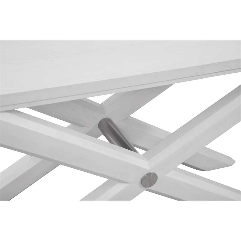 Bassett Mirror Nadine Console Table in Bright White Oak/Brushed Nickel