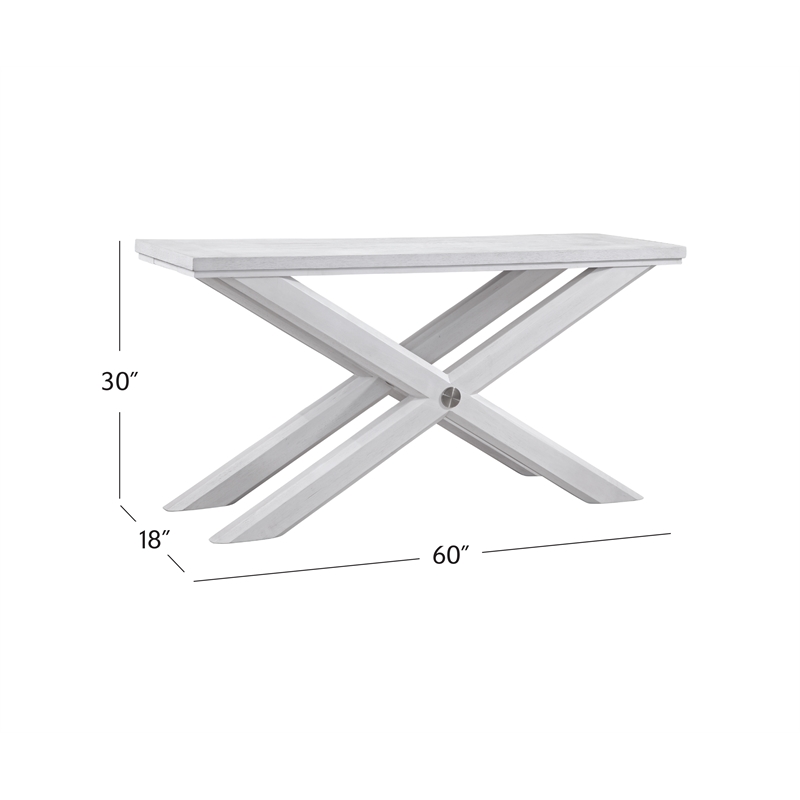 Bassett Mirror Nadine Console Table in Bright White Oak/Brushed Nickel