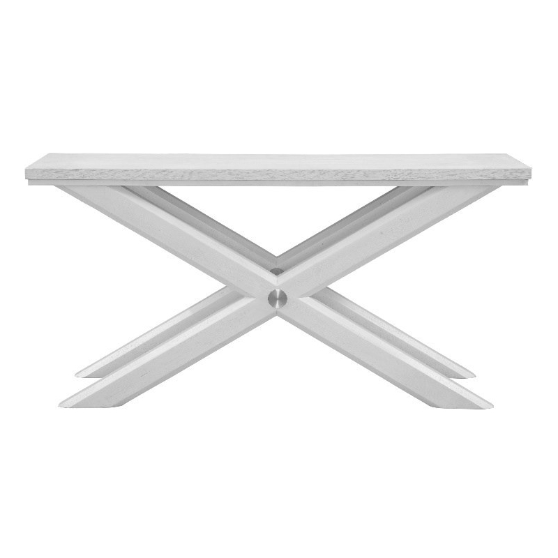 Bassett Mirror Nadine Console Table in Bright White Oak/Brushed Nickel