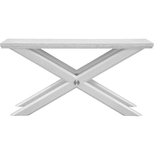 Bassett Mirror Nadine Console Table in Bright White Oak/Brushed Nickel