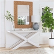 Bassett Mirror Nadine Console Table in Bright White Oak/Brushed Nickel