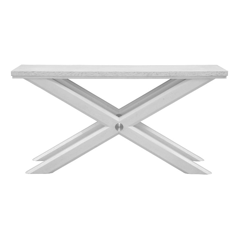 Bassett Mirror Nadine Console Table in Bright White Oak/Brushed Nickel