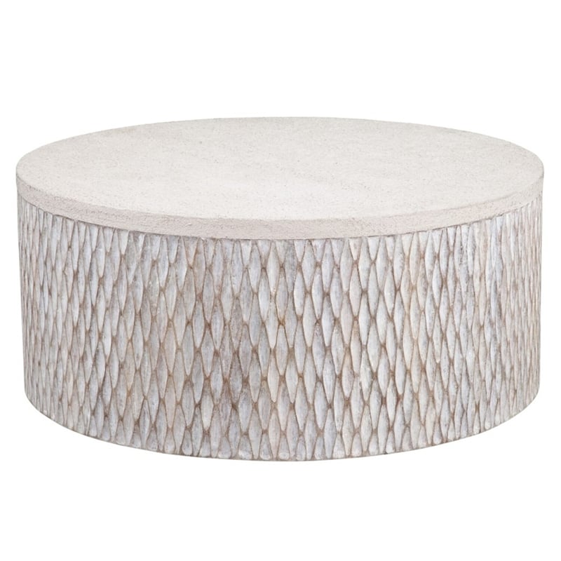 Brewer Coastal Accent Cocktail Table in White Wood