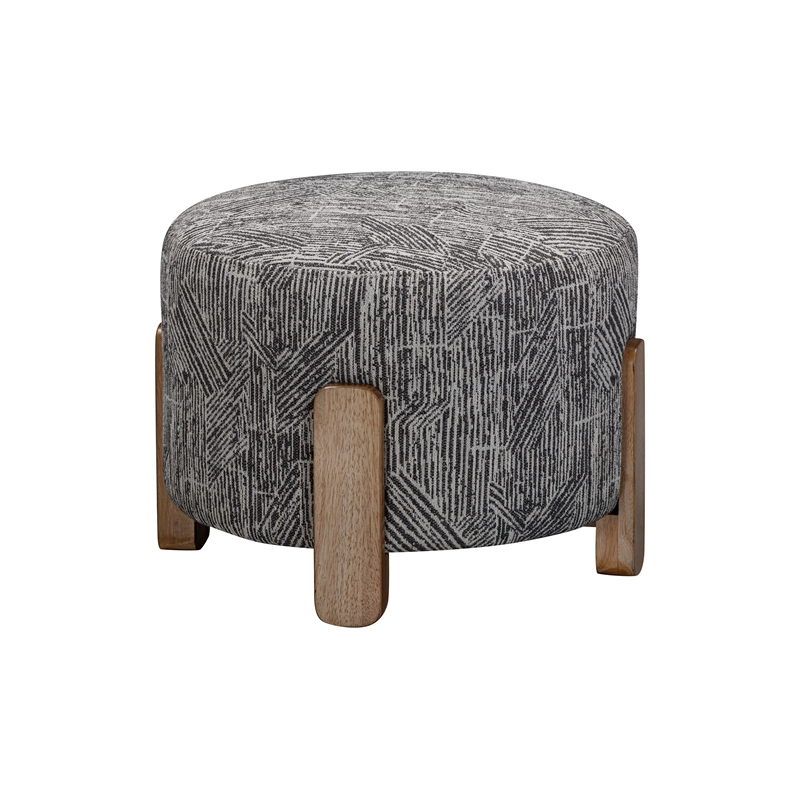 Jasper Accent Ottoman in Modern Gray and Natural Wood