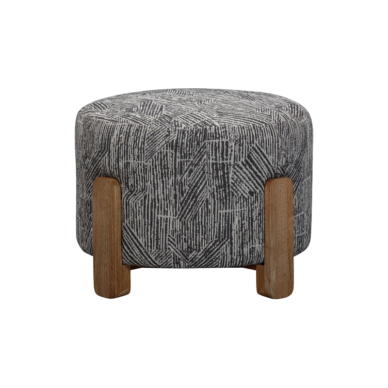 Jasper Accent Ottoman in Modern Gray and Natural Wood